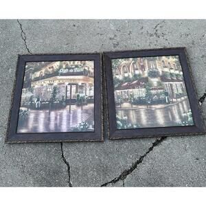 Lot Of 2 CAFE DE FLORE 1987 PARIS PAINTING Prints Oil Painting